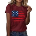 thumbnail image 2 of Sexlip Womens Swimsuit Set Dripping Flag Print Cover Up Design Crew Neck Short Sleeve Loose Silhouette Soft Fabric for Summer Water Activities Red XL, 2 of 4