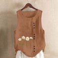thumbnail image 2 of Birdeem Tank Top for Women Womens Printing Color Tank Top with Round Neck Faux Cotton and Linen Button Design and A Sense of Top with Round Neck Tank Tops, 2 of 12