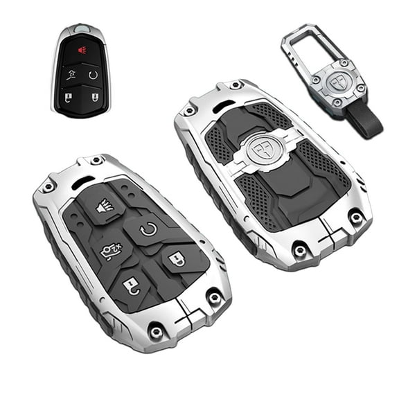 Zinc Alloy Metal Smart Key Fob Case Cover Protector Shell Compatible with Cadillac Escalade ATS CTS CT6 XTS XT5 SRX 5-Buttons 2015-2019