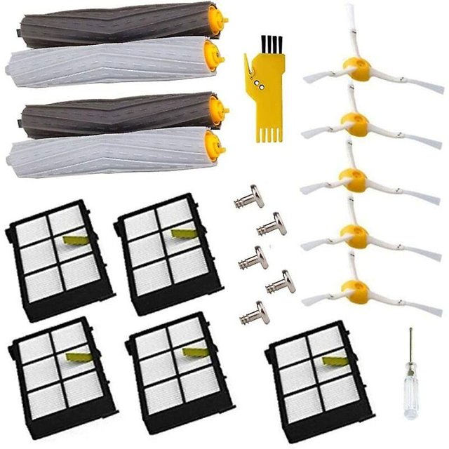 Piezas de repuesto para aspiradora robótica iRobot Roomba 980 960 900 880 870 860 800 (5 cepillos laterales, 5 tornillos, 5 filtros, 2 juegos sin enredos D