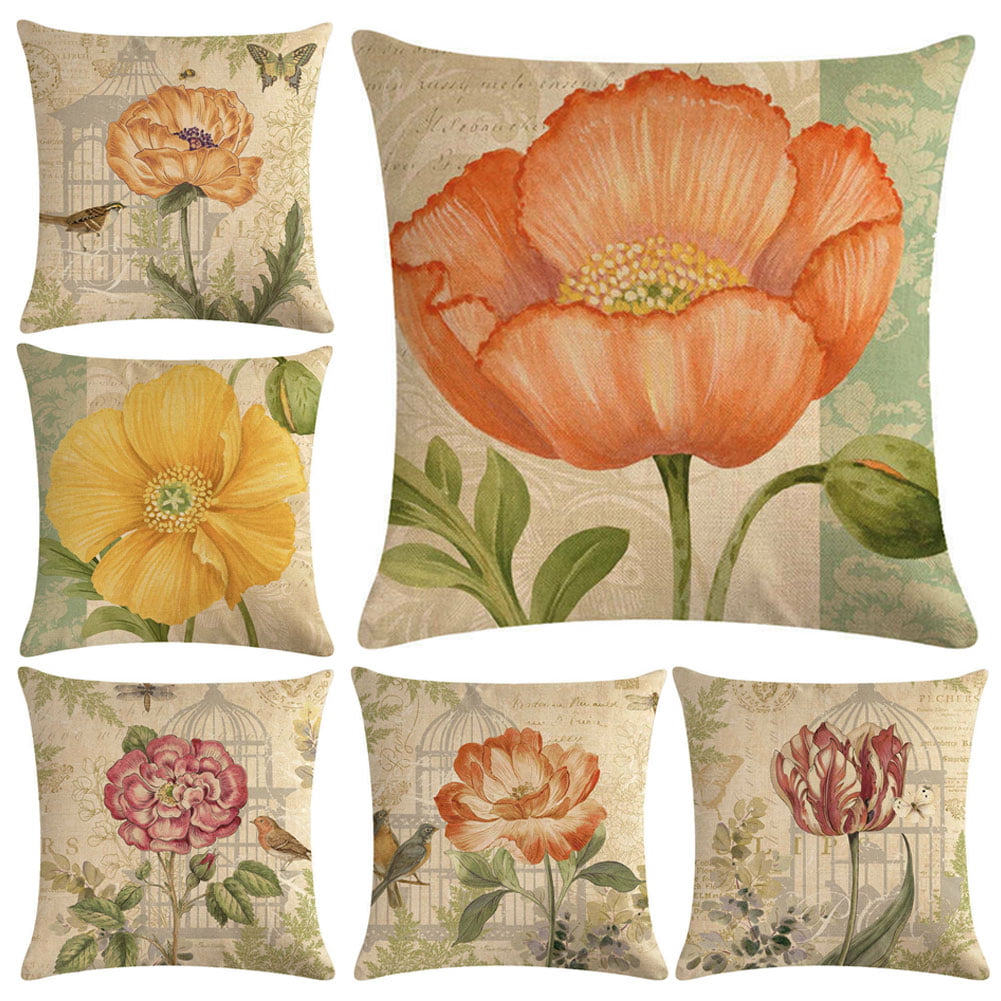 Vintage Butterfly Flower Home Decor Sofa Cushion Cover Throw Pillow Case Sig HK 