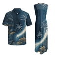 thumbnail image 7 of Yuyamidu His and Hers Matching Outfits Palm Tree Dress for Women Hawiian Dress Mens Beach Shirts Button Up Short Sleeve Shirts Matching Cruise Outfits for Couples Slit Maxi Long Dress Men's S, 7 of 7