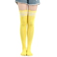 thumbnail image 1 of Zhuge 2 pares de calcetines por encima de la rodilla, calcetines hasta la rodilla, medias altas hasta el muslo, calcetines hasta la rodilla para mujer, para cosplay de niña,amarillo, 1 of 2