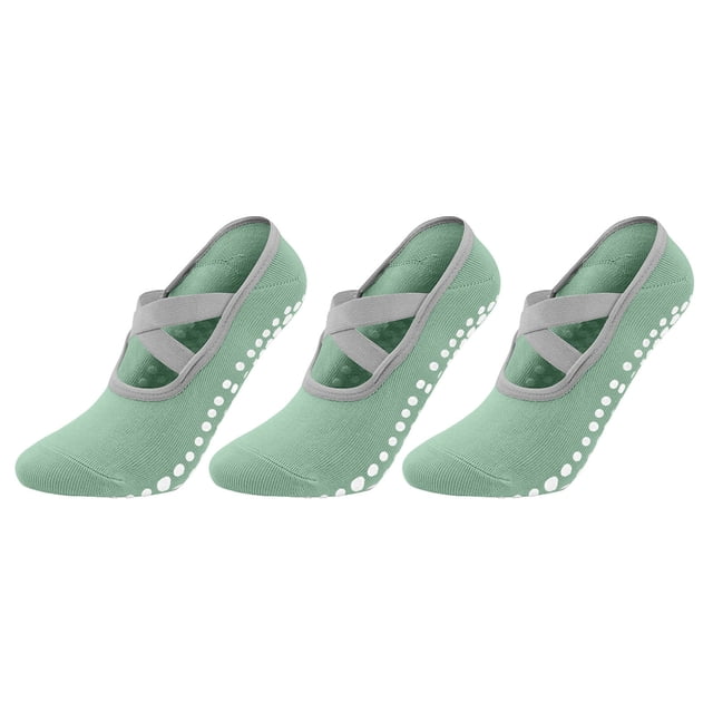 Calcetines de Pilates Calcetines de Agarre de Pilates para Mujeres 3 Pares de Calcetines de Yoga Antideslizantes con Agarres, Calcetines Respirables de Pilates Acolchados con Agarres para Mujeres Dan