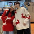 thumbnail image 4 of Suéter de pareja de diseño de nicho, prendas de punto de otoño e invierno, suéter de abrigo de ciervo navideño, estilo versátil, 4 of 6