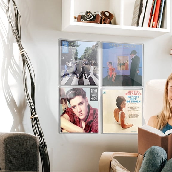 Vinyl Record Display Case Acrylic Wall Mount Holder for 12-Inch Records Album Shelf