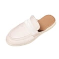 thumbnail image 3 of Women's Wide Width Linen Mules, Slip-On Round Toe Soft Sole Casual Flat Shoes for All Seasons, Multi-Color, 3 of 10