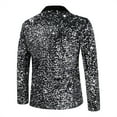 thumbnail image 5 of Cloudstyle Men's Shawl Lapel Sequined Blazer, Slim Fit Crinkle-Texture Dinner Jacket for Banquets & Events, 5 of 10