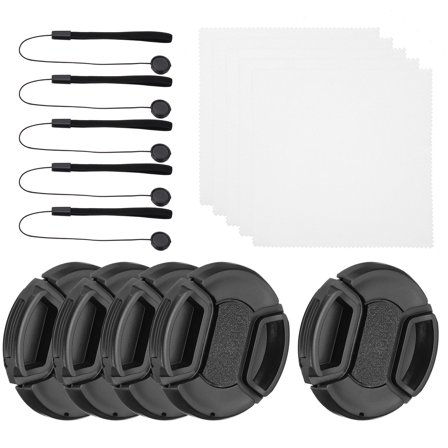 Uxcell 52mm Lens Cap Set, 5Pack Sides Pinch Snap Camera Lens Cover, Black