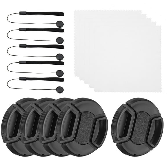 Uxcell 52mm Lens Cap Set, 5Pack Sides Pinch Snap Camera Lens Cover, Black