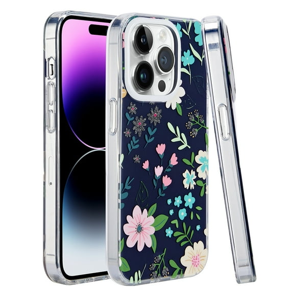 For Iphone 12 Iphone 12 Pro Metkase Double Protection Imd Design Pattern Magnetic Circle Premium Case - Galaxy Floral