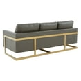 thumbnail image 6 of LeisureMod Lincoln 83" Modern Leather Upholstered Sofa With Gold Steel Frame in Grey, 6 of 8