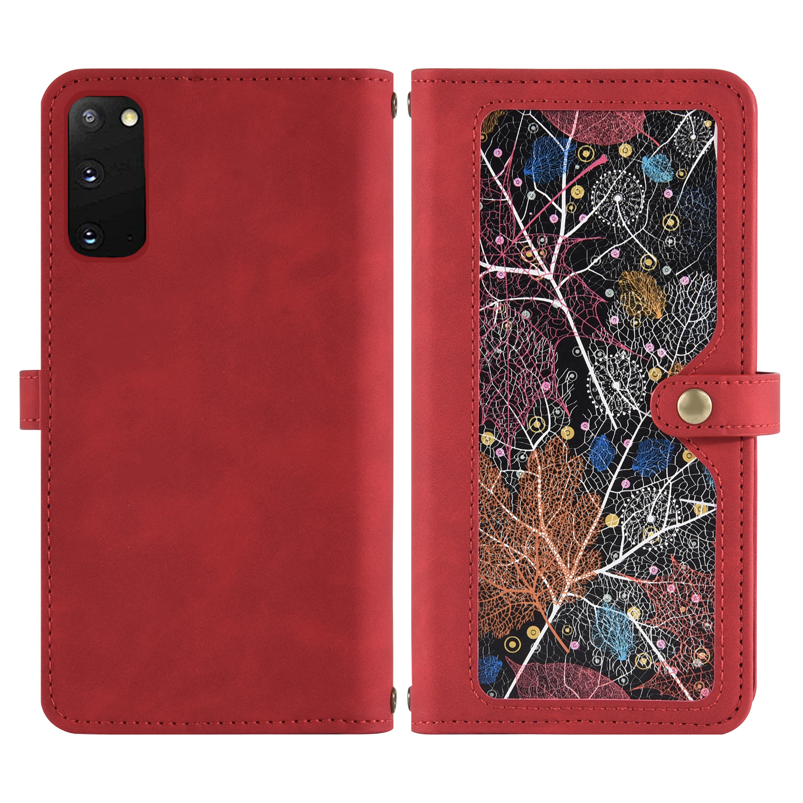 Asuwish Phone Case for Samsung Galaxy S20 5G 6.2 inch Wallet Cover With Tempered Glass Screen Protector Crossbody Wrist Strap Flip Pattern Zipper Credit Card Holder Cell S 20 20S UW S2O G5 Women Red