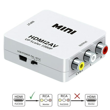 1080P HDMI to AV 3RCA CVBs Travel Adapter Composite Video
