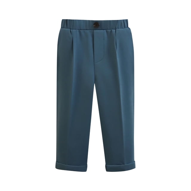 Odeerbi 6M-10Y Niños Niñas Traje Formal Pantalones Vestido Pantalones Uniformes Pantalones Color Sólido Lindo Casual Pantalones Uniformes Escolares