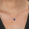 thumbnail image 3 of Gem Stone King 925 Sterling Silver Blue Created Sapphire Solitaire Pendant Necklace for Women (2.50 Cttw, Round 8MM, Gemstone September Birthstone, With 18 inch Chain), 3 of 3