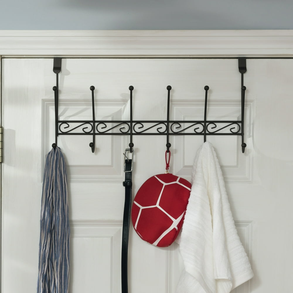 Steel over The Door 6 Hook Hanging Rack, Bronze