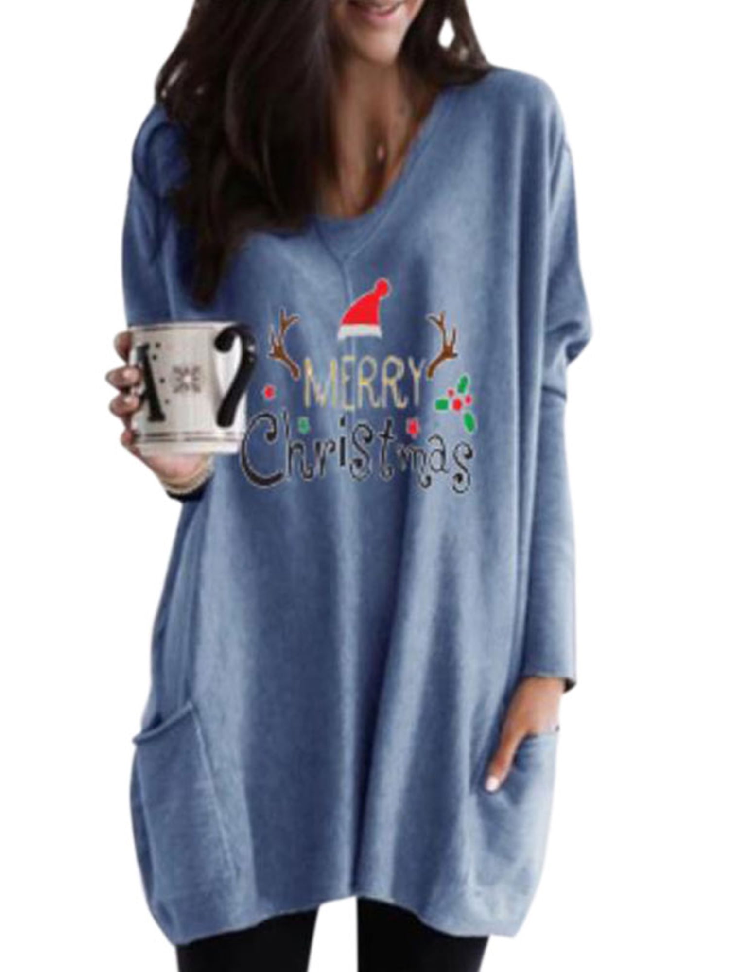 Women's Plus Size Christmas Tops Santa 