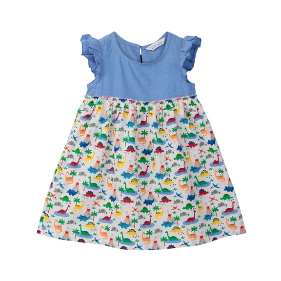 Vestido Beebay estampado de dinosaurios de algodón, 5 años, multicolor