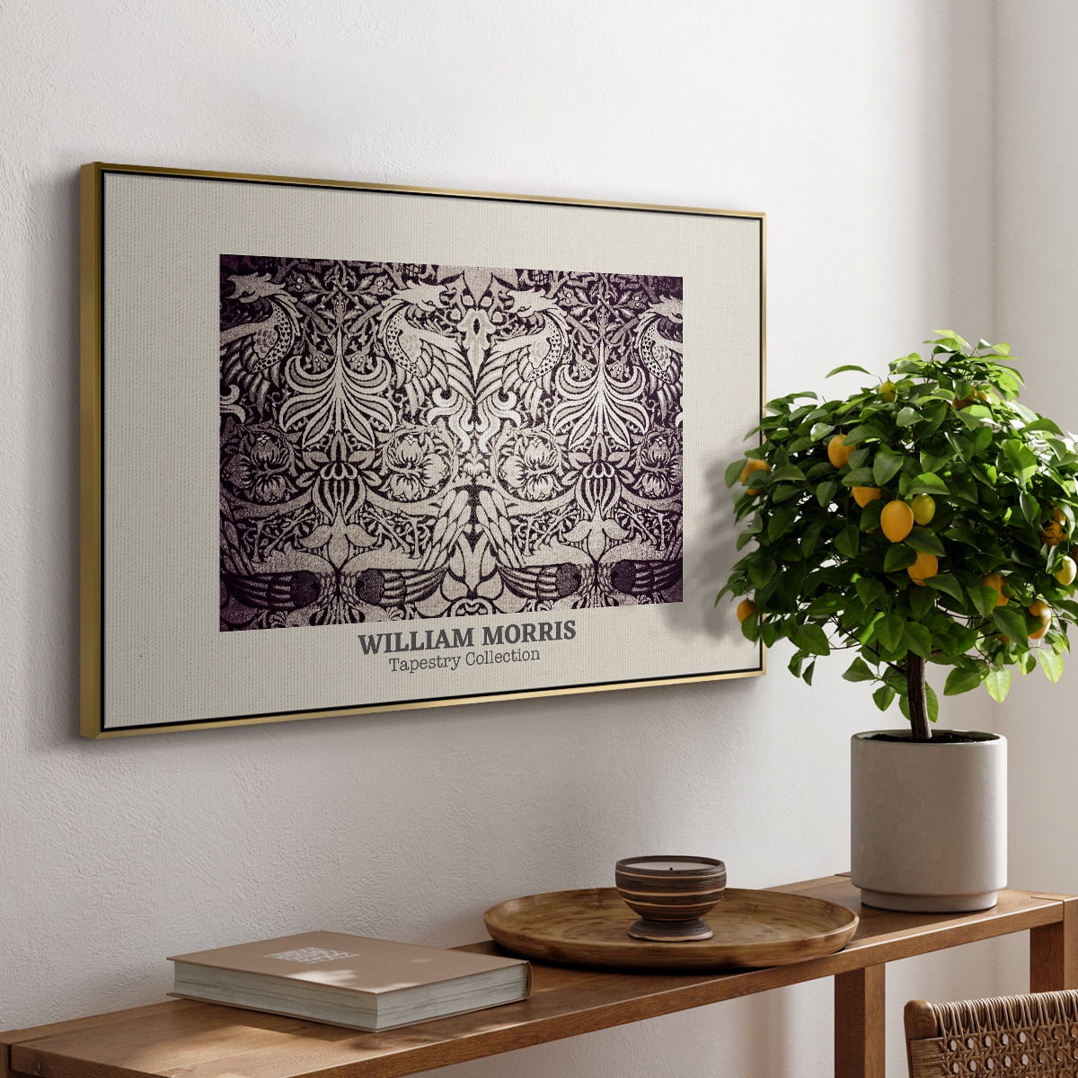 Vintage Abstract Print-XXXVI Framed in Gold Wood Gallery Wrapped Canvas 17 in. x 25 in.