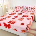 thumbnail image 5 of Manfei Gift Bed Sheets Christmas Full Size Sheets, Black Red 4-Piece (1 Flat Sheet, 1 Fitted Sheet and 2 Pillowcases), 5 of 6