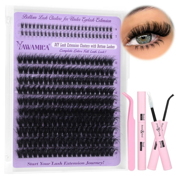 Kit de extensión de pestañas Yawmaica Lash Clusters 200D Volume