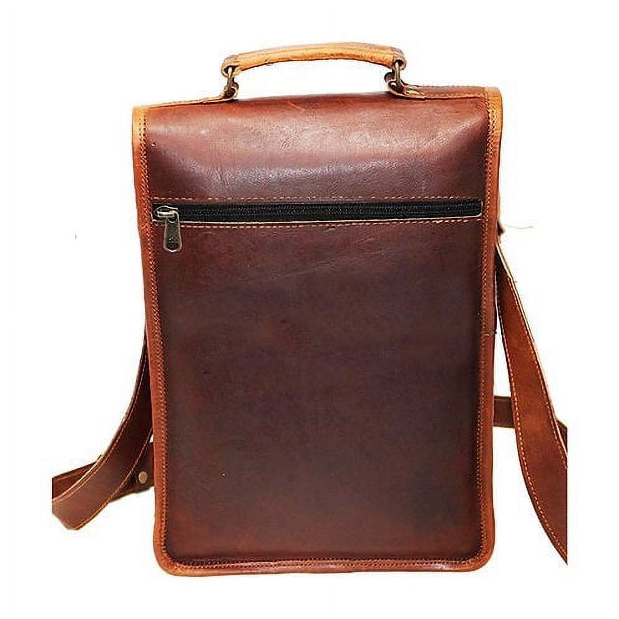 Jaald 11" Leather Satchel Brown Messenger Bag Office Briefcase for Men Women Cross Body Shoulder Side Purse Travel Work iPad Bag Birthday Gift