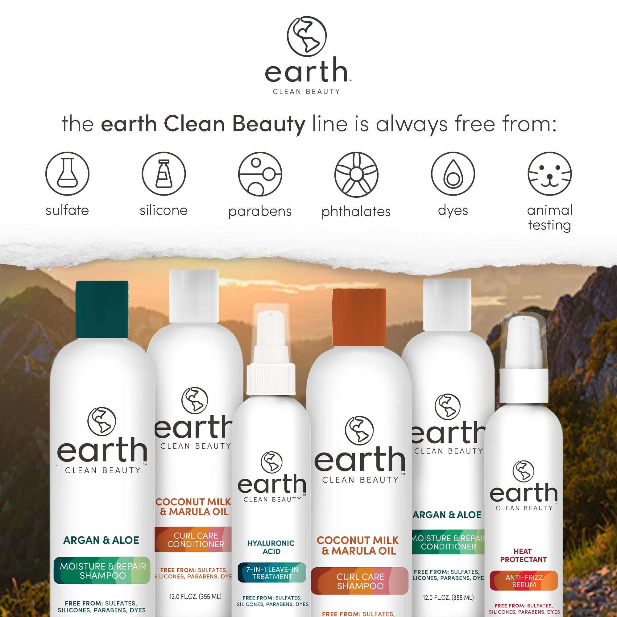 earth Clean Beauty Curl Care Shampoo with Coconut Milk and Marula Oil, for All Curl Types, 12 fl oz.