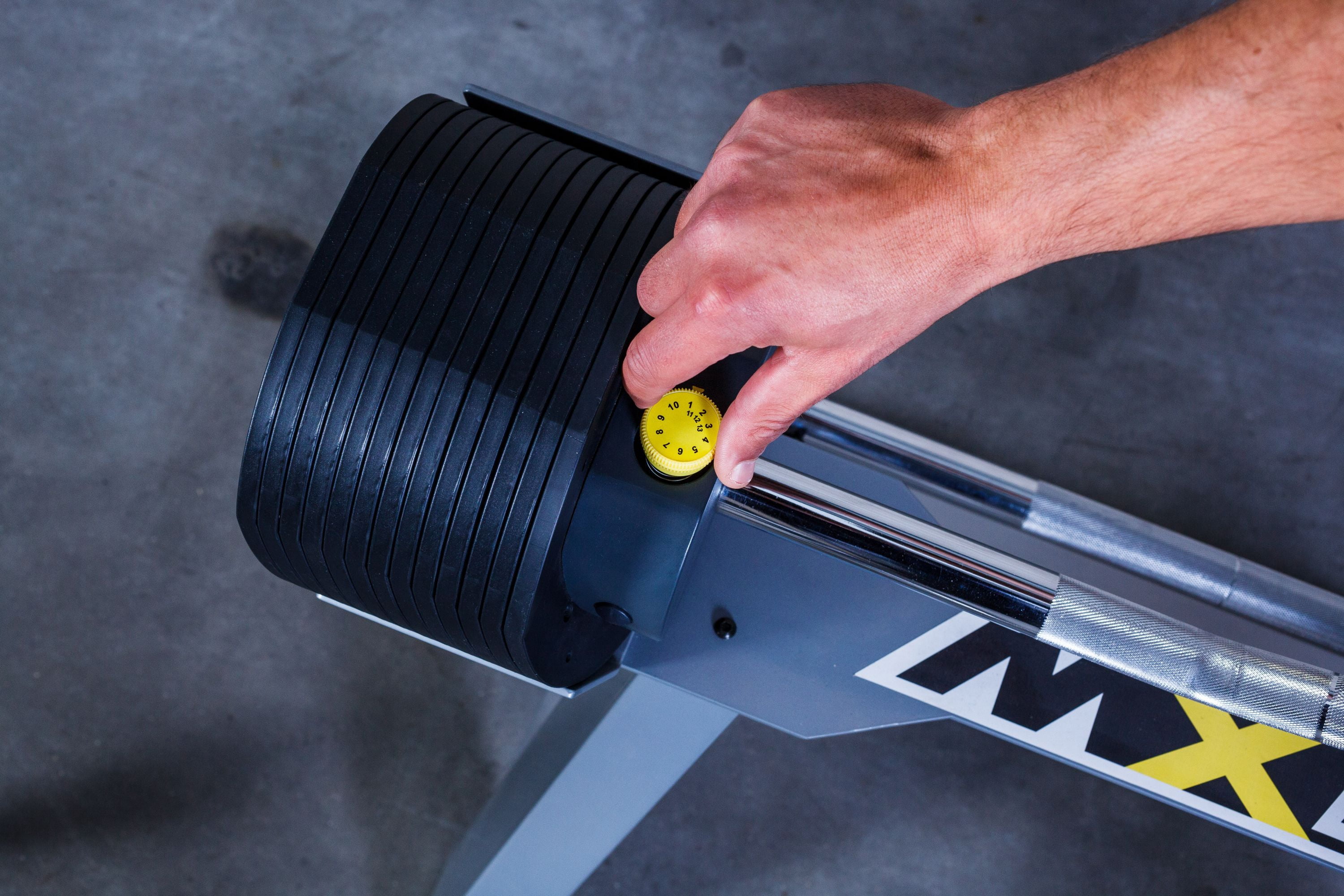 MX Select Selectorized / Adjustable Home Gym Barbell / MX-80LBS w/Sturdy Storage Base