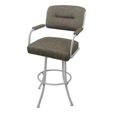 Tobias Designs 26" Swivel Metal & Fabric Counter Bar Stool in White/Brown