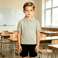 thumbnail image 3 of Toddler Boys Short Sleeve Knit Polo Shirt Ribbed Sweater Top Collared Pullover Button Placket Casual Regular Fit School Uniform, 3 of 6