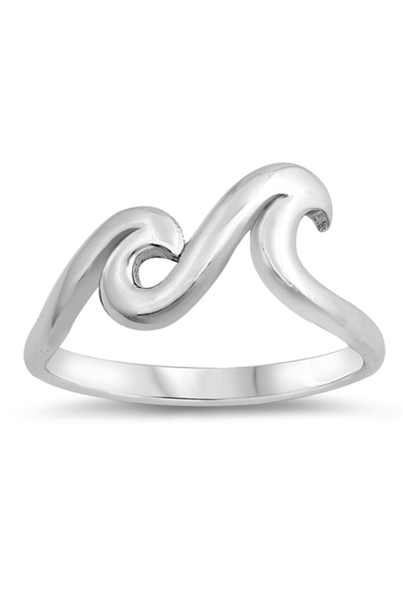 Double Ocean Wave Boho Two Surf Ring .925 Sterling Silver Band Jewelry Female Male Unisex Size 7