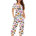 thumbnail image 2 of Xdegoge Pajama Sets for Women 2 Piece Halloween Print Cute Short Sleeve Tops and Pants Pajamas Set with Pockets Soft Comfy Sleepwear Pjs, 2 of 6