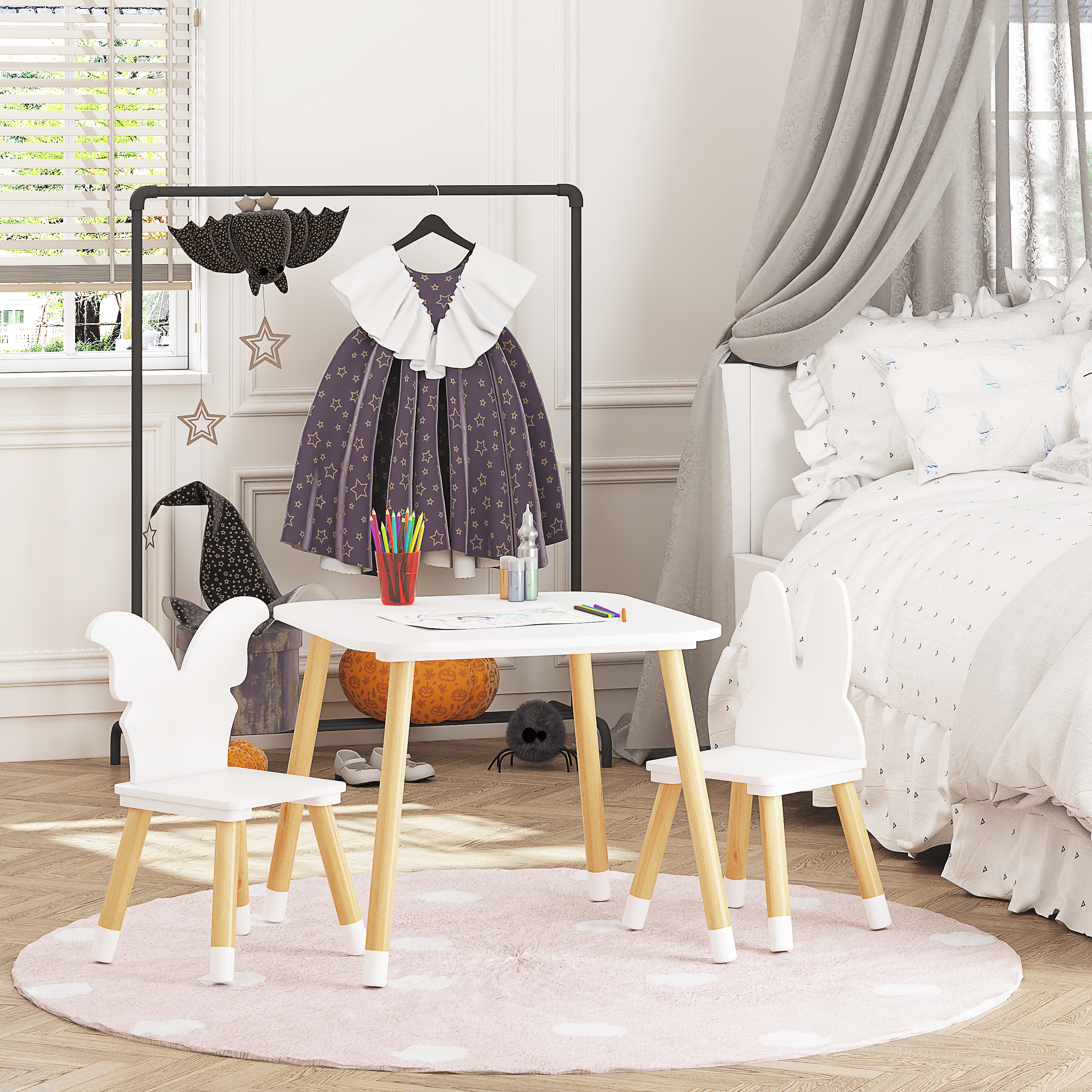 STAROUS Kids Table and Chair Set Kids Table with 2 Chairs Set, Table and Chair Set