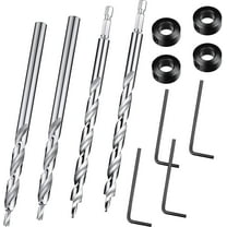 3/8 Inch Pocket Hole Drill Bit with Depth Stop Collar 1/4 Hex Shank and Round Shank Replacement Twist Step Jig Drills Bit