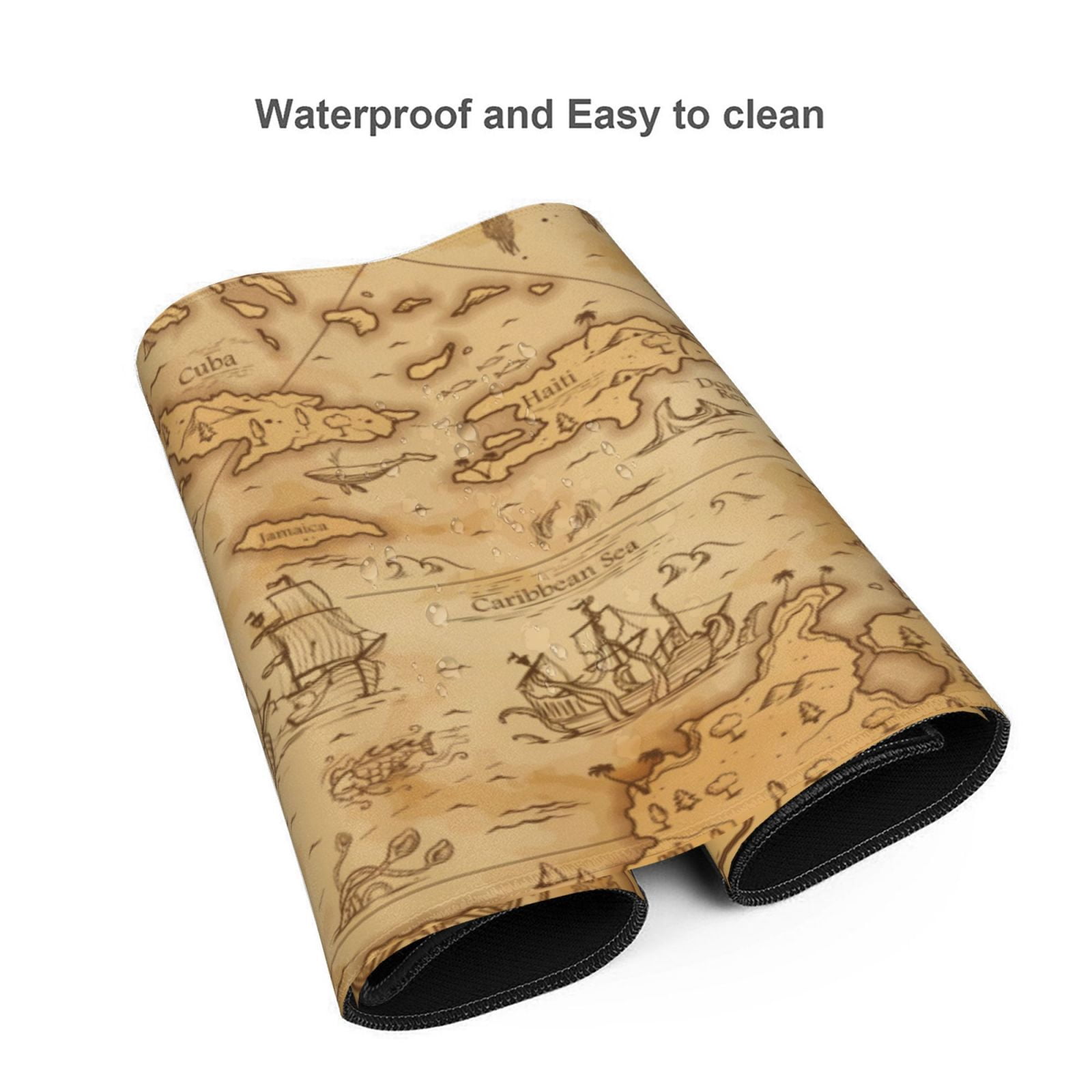 Xecao Old Vintage Map Of Sea Print Large Mouse Pad, 16x35.5in Mousepad, Professional Non-Slip Rubber Base Big Mouse Pad, Mouse Pad for Gaming & Office Full Desk Mouse Pad