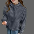 thumbnail image 4 of FNFHFY Womens Sherpa Hoodies Trendy Quarter Zip Up Fleece Pullovers Faux Shearling Half Zip Hooded Sweatshirt Jackets with Kangaroo Pocket, 4 of 4