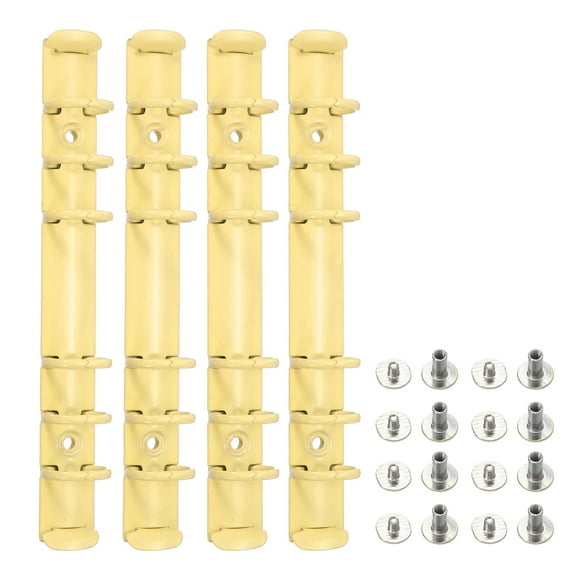 Uxcell A6 6-Hole Ring Binder Mechanisms, 4 Set Binder Spines Replacement for Office Planners Documents Recipes Organization Storage, Yellow