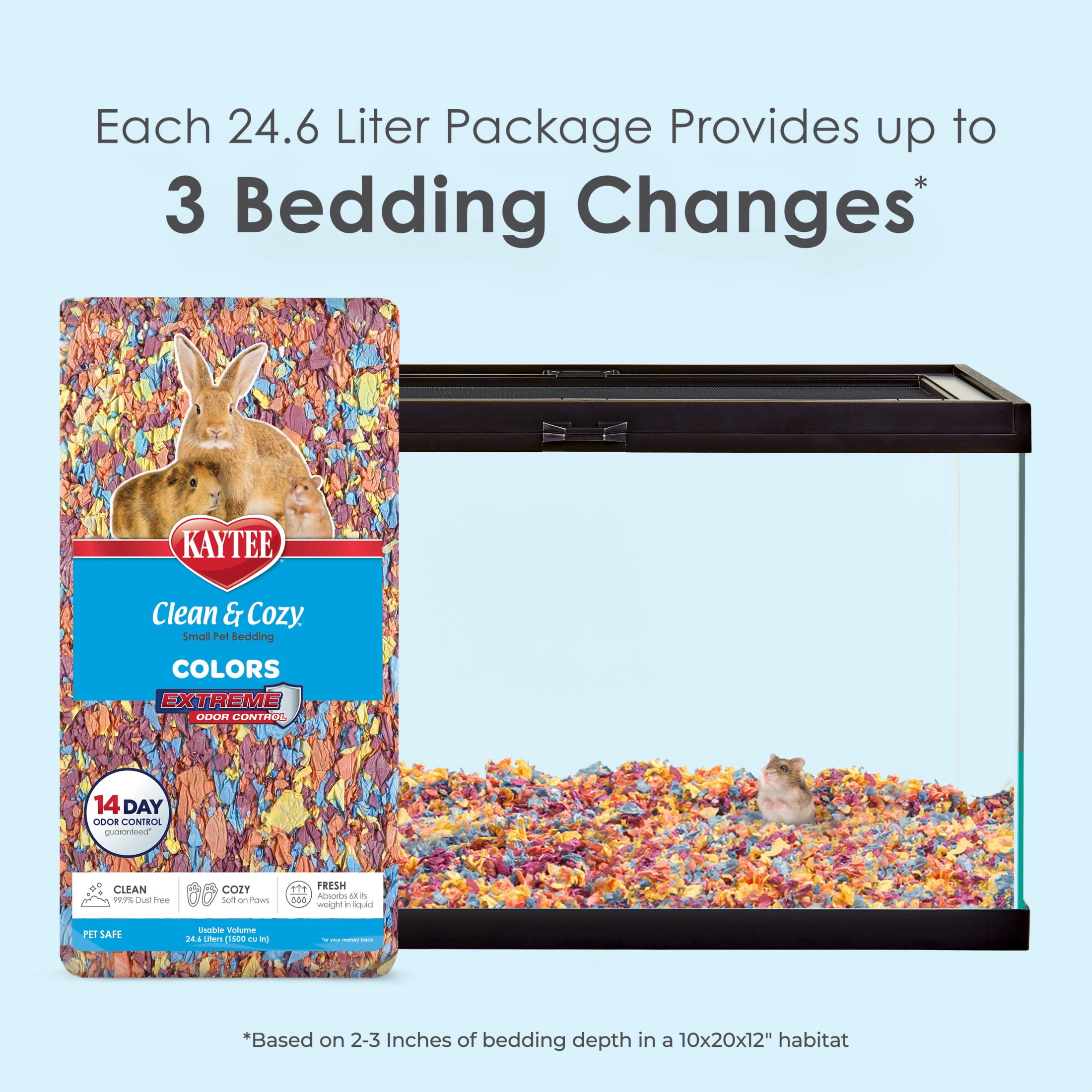 (2 pack) Kaytee Clean & Cozy Colors Bedding, Kaleidoscope, 24.6 Liters