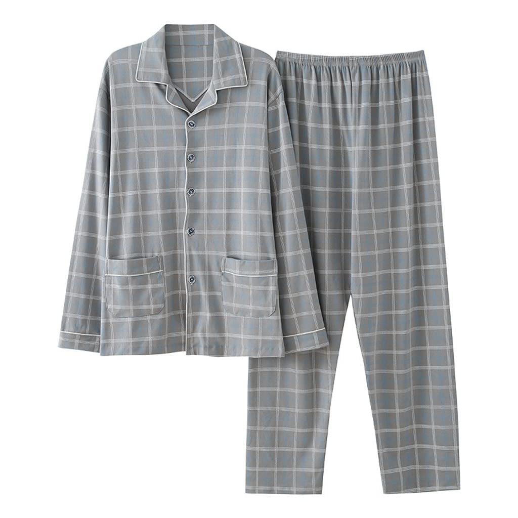 Andeip Waffle Knit Pajama Set Mens Classic Long Sleeve