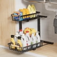 thumbnail image 2 of GILLAS Organizador Bajo del Fregadero con Deslizamiento Ajustables, Estante Organizador de Fregadero Cocina y Ba&ntilde;o Extra&iacute;ble para Gabinete 2 Niveles, Caj&oacute;n Deslizante, 2 of 7