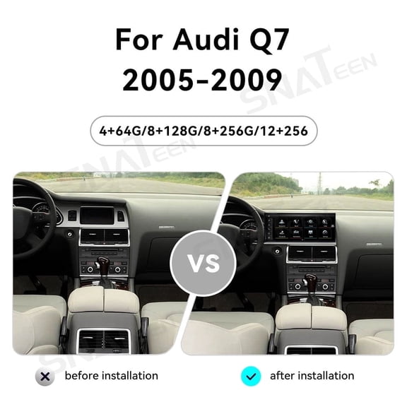 SNATEEN 15.8 inch Carplay Screen Radio Multimedia Player for Audi Q7 2005-2009 Models Universal Car Navigation GPS Upgrade Headunit Android Display Video 1080P Touch Screen Replace System