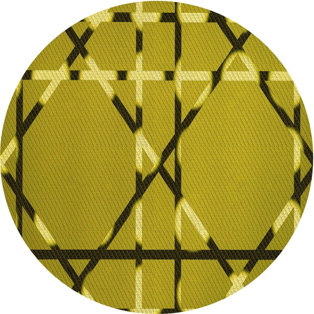 Ahgly Company Tapis d'Intérieur Lavables en Machine, Ronds, Bruns, Chênes Transitionnels, Ronds de 4 Pi
