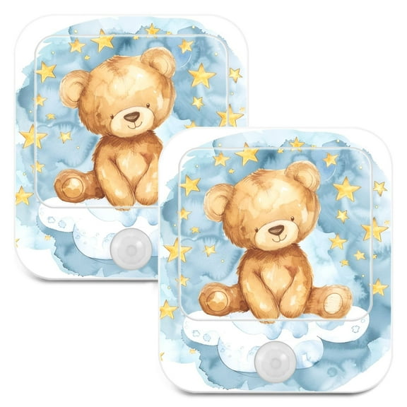 Teddy Bear Clouds Night Lights Plug into Wall LED with Auto Light Sensor Warm Light for Kids Hallway Bedroom Living Room Kitchen Bathroom Set of 2