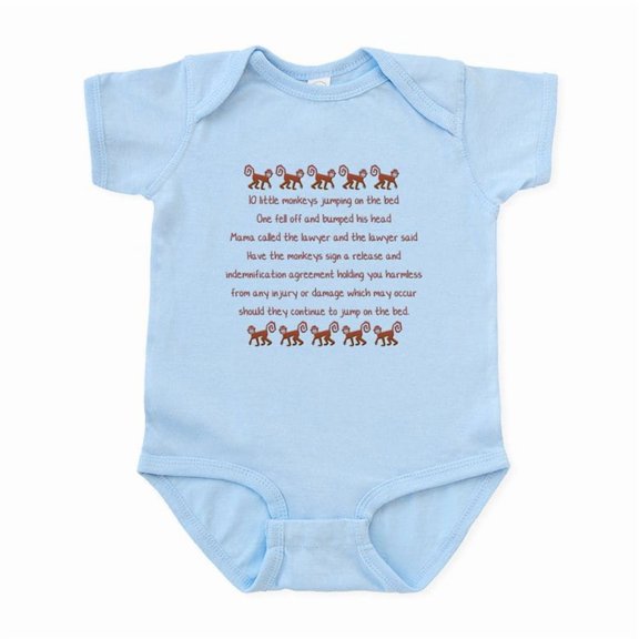 CafePress - 10 Little Monkeys Infant Bodysuit - Baby Light Bodysuit, Size Newborn - 24 Months