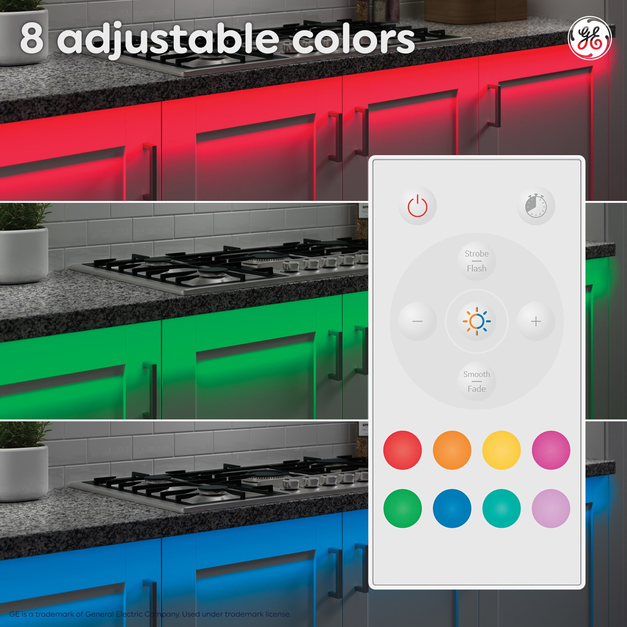 GE LED Tape Light, Color Changing, 20ft Plug-in Indoor Light Strip