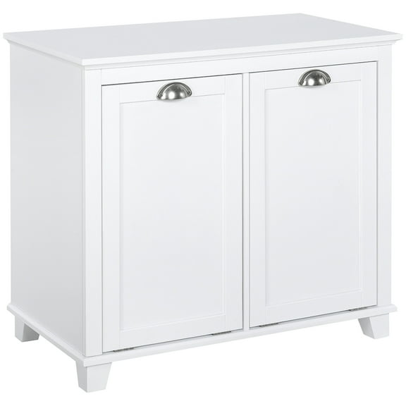 30" White Laundry Sorter Cabinet - Tilt-Out Hamper with 2 Storage Bins for Bathroom