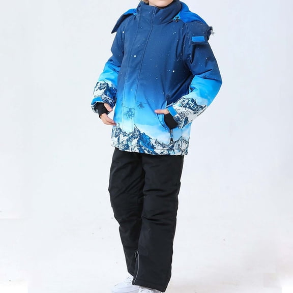 Toddler Snowsuit Kids Children's Ski Suit Windproof Waterproof Warm Thermal Insulated Winter Snow Jacket Pants Set Lightweight Comfortable Outdoor Snowboarding Clothing for Boys Girls 4-16 Years
