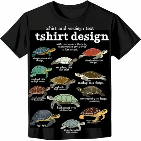 Kids' Turtle TShirt: 'T Ksi?okers of The World' Design with Cute Turtles on Black Background Vector Illustration Style Minimalist High Quality Print
