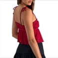 thumbnail image 4 of Blusa de Verano Sin Mangas con Hombros Descubiertos y Peplum para Mujer Rojo S, 4 of 7